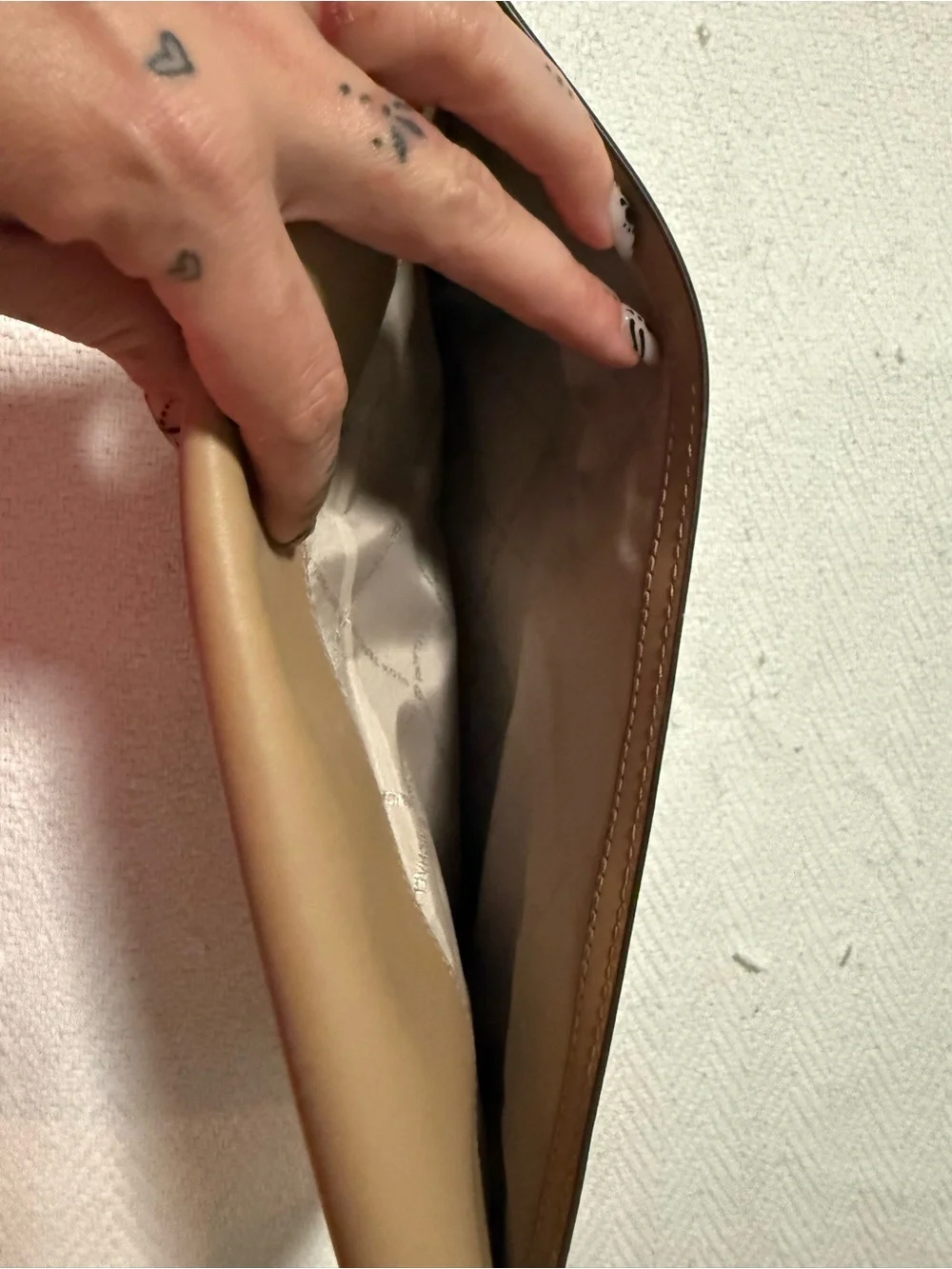 Michael Kors Beige/Tan Leather Wristlet Clutch